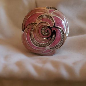 Pink enamel Lauren Adams ring; size 6.5